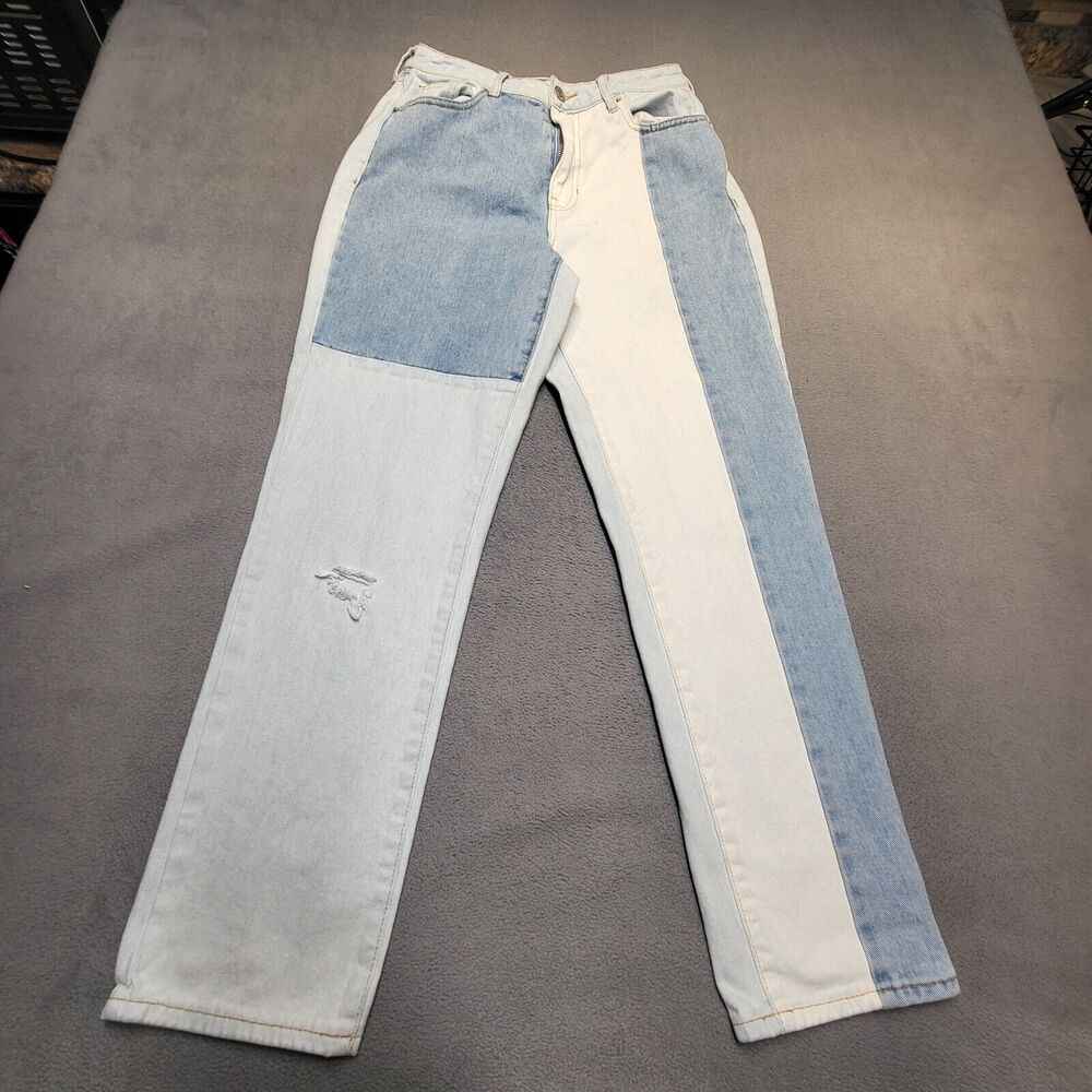 Pacsun Jeans Womens 27 Blue Mom Patchwork Stretch Distressed Denim